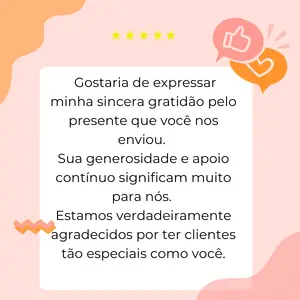 Agradecimento ao cliente pelo presente - sincera gratidao